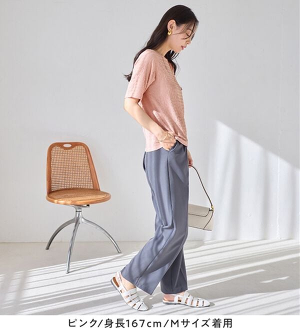 Viola e Viola（ヴィオラ エ ヴィオラ）の「【汗サラ！】Tシャツより上品。きれい見えカットソートップス（カットソー）」｜詳細画像