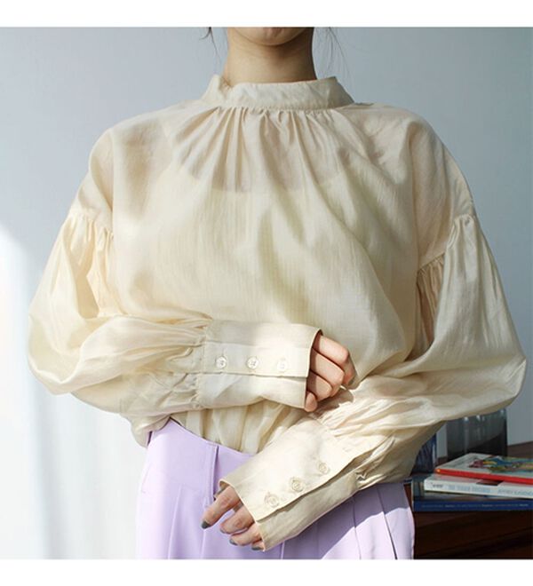 GeeRA（ジーラ）の「シアー素材ボリュームスリーブブラウス（ブラウス）」｜詳細画像