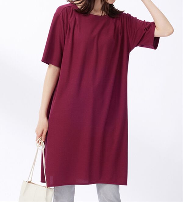 BELLUNA（ベルーナ）の「かのこ素材肩タックデザインワンピース（チュニック）」｜詳細画像