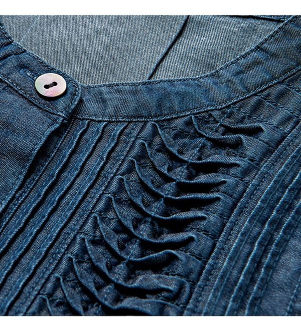 VINNO（ヴィノ）の「テンセルフリルタックデニムシャツ（ブラウス）」｜詳細画像