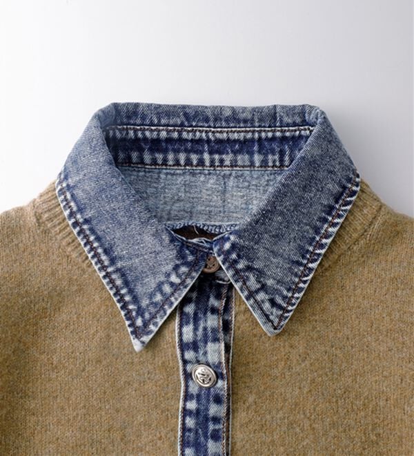 BELLUNA（ベルーナ）の「【重ね着風】デニム&times;ニット切替ジャケット（その他ジャケット）」｜詳細画像