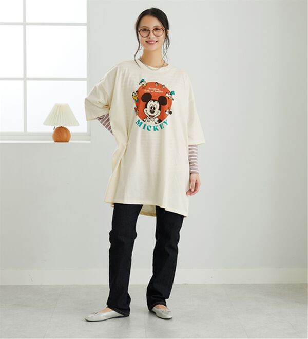 BELLUNA（ベルーナ）の「＜Ｄｉｓｎｅｙ＞【ミッキー】ビッグ7分袖プリントTシャツ（Tシャツ）」｜詳細画像