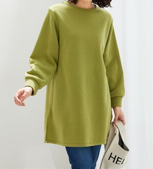 BELLUNA（ベルーナ）の「ふんわり素材軽ぽかチュニックワンピ―ス（チュニックワンピース）」｜イエローグリーン