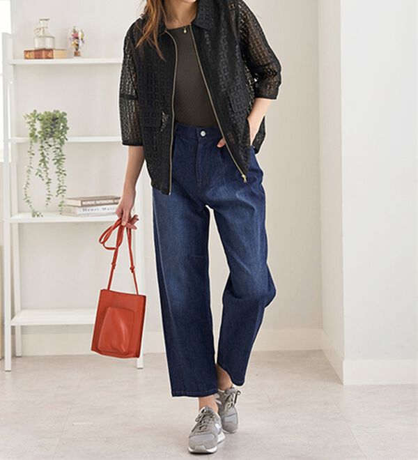 BELLUNA（ベルーナ）の「ひんやり冷感！カーブシルエットデニムパンツ（ワイドパンツ・ガウチョ）」｜詳細画像