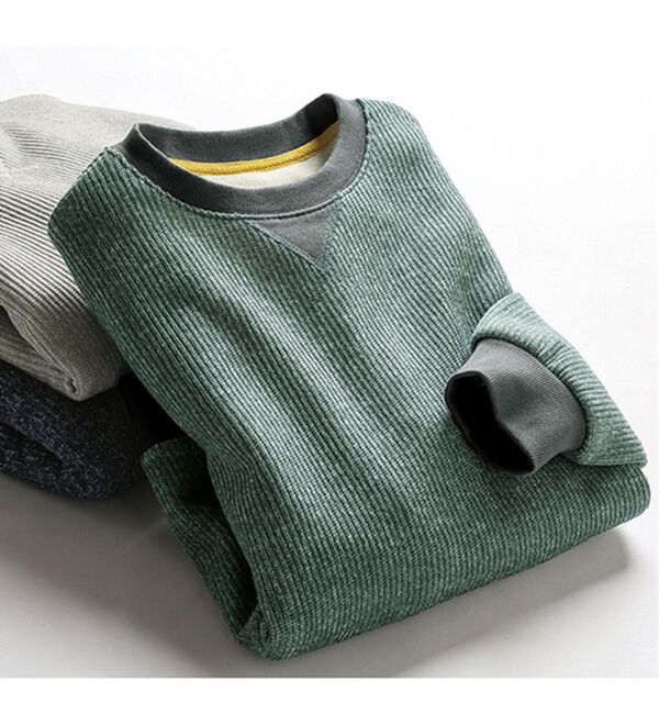 「お手入れ簡単上品ニットトレーナー（メンズトレーナー）」｜詳細画像