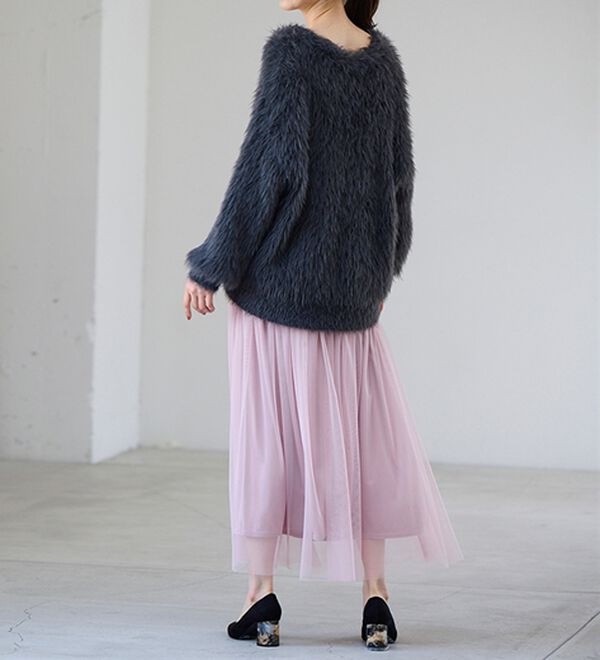 RANAN（ラナン）の「ロングフェザーシャギーオーバーカーデ（ニットカーディガン）」｜詳細画像