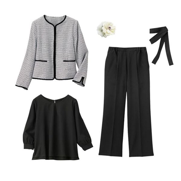 GeeRA（ジーラ）の「【4点セット】入学式も卒業式も！パンツが選べるセレモニーツイードジャケットスーツ（パンツスーツ）」｜詳細画像