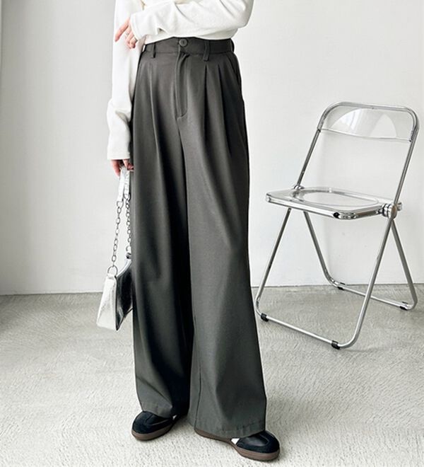 GeeRA（ジーラ）の「着心地抜群！ハイウエストダブルタックワイドパンツ（フルレングスパンツ）」｜詳細画像