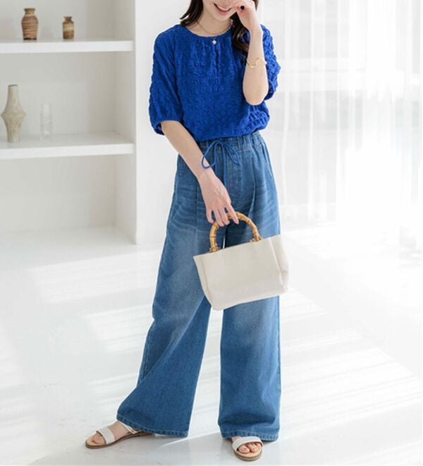 BELLUNA（ベルーナ）の「ポコポコ素材裾ドロストプルオーバー（カットソー）」｜詳細画像