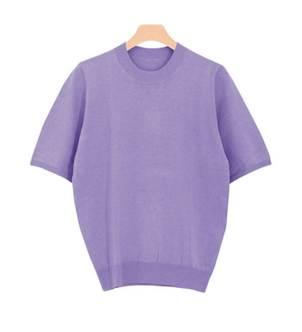 Pierrot（ピエロ）の「【洗濯機で洗える】【ＵＶカット】シルクタッチ半袖ニット（ニット・セーター）」｜詳細画像