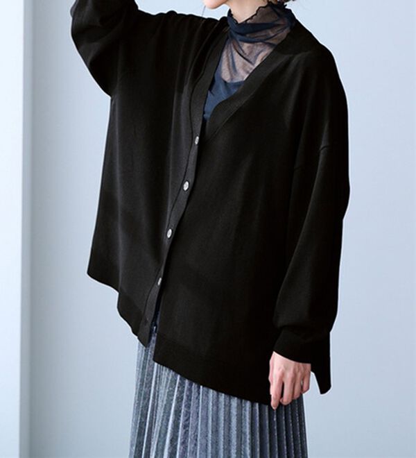 RANAN（ラナン）の「洗える！キレイ見え！ワイドシルエットＶネックカーディガン（ニットカーディガン）」｜詳細画像