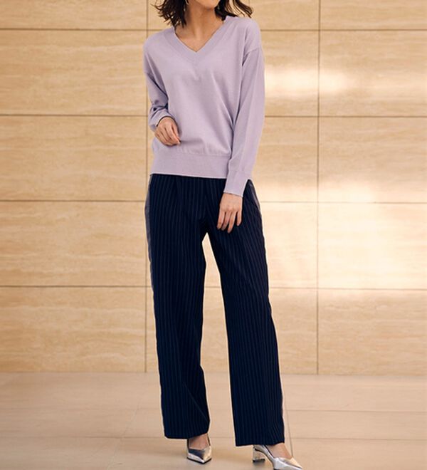 RANAN（ラナン）の「もちもちベーシックニット（Vネック・ハイネック）（ニット・セーター）」｜詳細画像