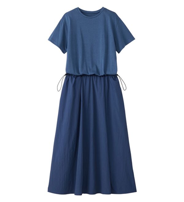 Viola e Viola（ヴィオラ エ ヴィオラ）の「【Ｍ～５Ｌ】ゆったり異素材ドッキングワンピース（ドッキングワンピース）」｜詳細画像