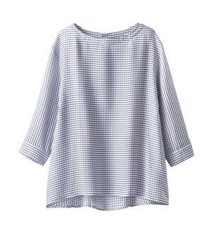 BELLUNA（ベルーナ）の「リップル素材切替デザインブラウス（ブラウス）」｜ネイビー系