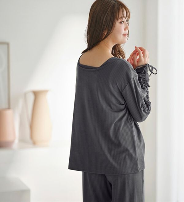 YU'NOW（ユナウ）の「リブルームウエア３点セット（パジャマ・ルームウェア）」｜詳細画像