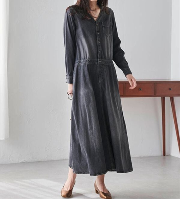 RANAN（ラナン）の「ロング丈デザインデニムワンピース（その他ワンピース）」｜詳細画像