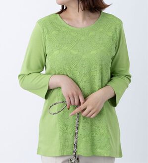 BELLUNA（ベルーナ）の「レース切替大人顔プルオーバー（カットソー）」｜グリーン