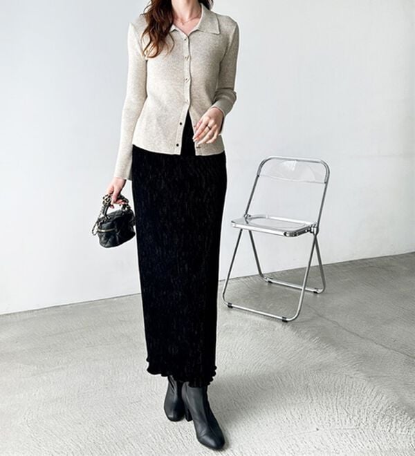 GeeRA（ジーラ）の「すっきり見え！ベロアプリーツロングスカート（ロングスカート）」｜詳細画像