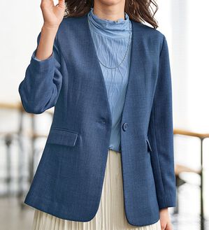 BELLUNA（ベルーナ）の「＜楽スタフィット＞ツイード調ノーカラージャケット（ノーカラージャケット）」｜詳細画像