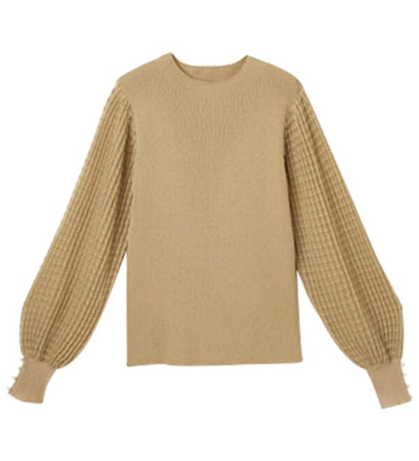 RANAN（ラナン）の「パール調ボタン付シアー袖ニットプルオーバー（ニット・セーター）」｜詳細画像