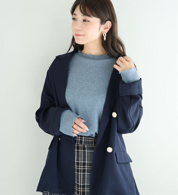 A HAPPY MARILYN（アハッピーマリリン）の「【ＬＬ～６Ｌ】「沿わないネック」で苦しくない。ミルリブ プチハイカットソー（カットソー）」｜詳細画像