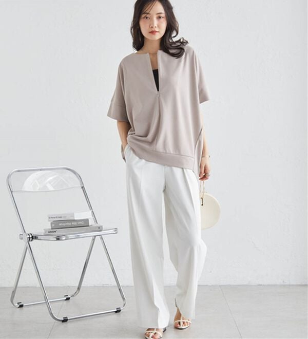 RANAN（ラナン）の「【4つの機能付】ひんやりハーフジップコクーンチュニック（チュニック）」｜詳細画像