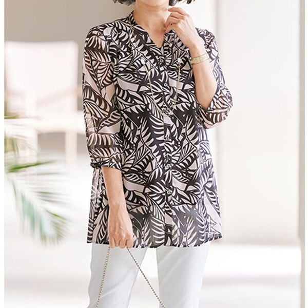 BELLUNA（ベルーナ）の「楊柳素材プリントオーバーブラウス（チュニック）」｜詳細画像