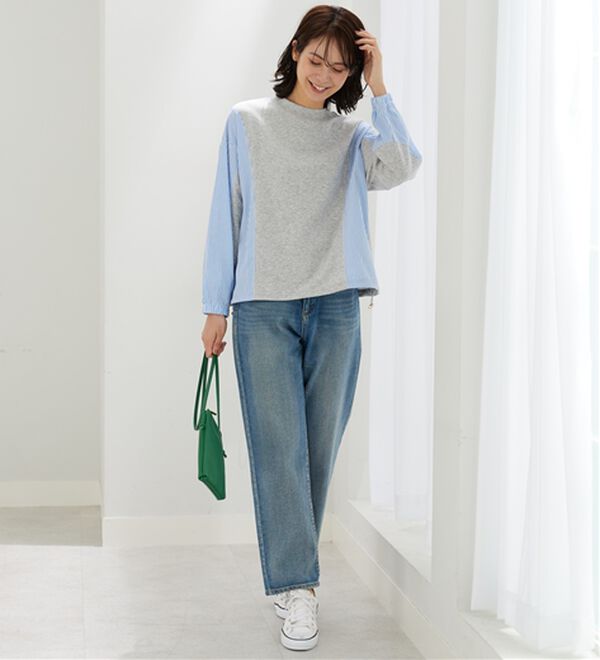 BELLUNA（ベルーナ）の「ストライプ切替デザインプルオーバー（カットソー）」｜詳細画像