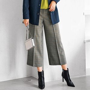 BELLUNA（ベルーナ）の「ウーリッシュ素材ワイドパンツ（ワイドパンツ・ガウチョ）」｜グレンチェック