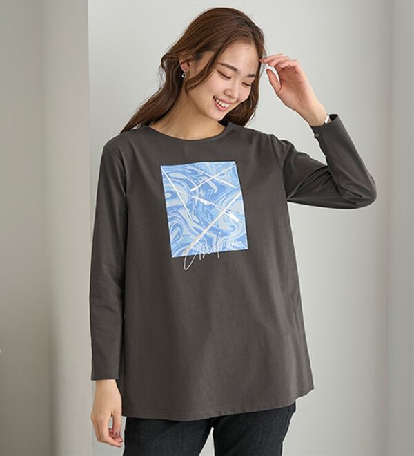 BELLUNA（ベルーナ）の「一枚で着映えるデコラＴ（長袖）（チュニック）」｜詳細画像