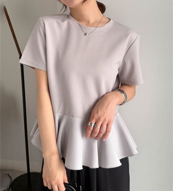 RANAN（ラナン）の「【ひんやり・ＵＶ】異素材切替ペプラムプルオーバー（カットソー）」｜詳細画像