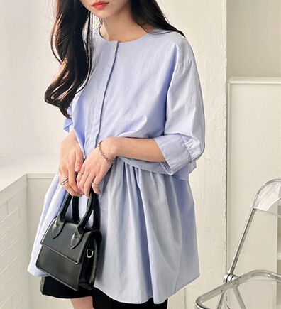 GeeRA（ジーラ）の「【華奢見え】羽織にもなる！ペプラムシャツチュニック（チュニック）」