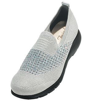 ルフラン（ルフラン）の「ラインストーン付ニットシューズ（パンプス）」｜シルバー