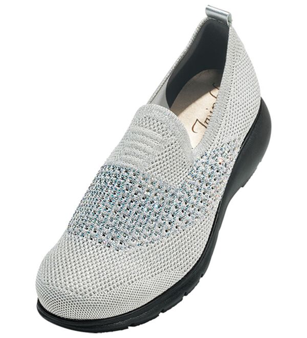 ルフラン（ルフラン）の「ラインストーン付ニットシューズ（パンプス）」｜シルバー
