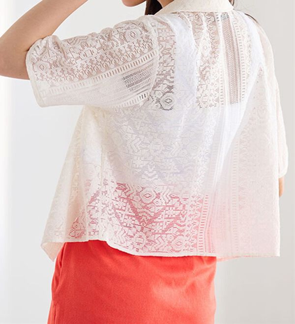 RANAN（ラナン）の「オープンカラーメッシュレースシャツ（シャツ）」｜詳細画像
