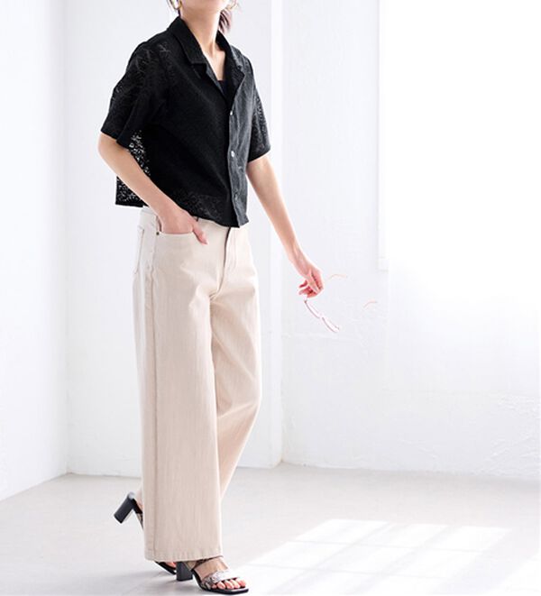 RANAN（ラナン）の「オープンカラーメッシュレースシャツ（シャツ）」｜詳細画像