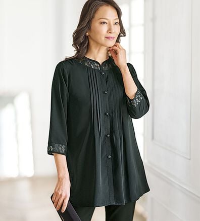 BELLUNA（ベルーナ）の「レース切替タック使いフォーマルブラウス（チュニック）」