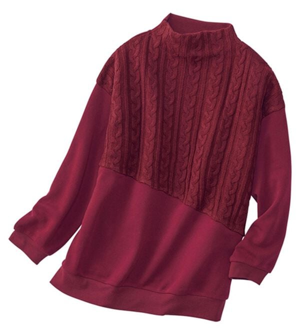 BELLUNA（ベルーナ）の「ケーブルニット使いプルオーバー（カットソー）」｜詳細画像