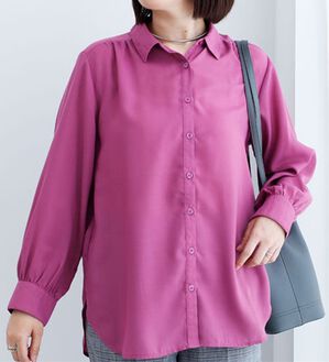 BELLUNA（ベルーナ）の「エアリーツイル素材シャツチュニック（シャツ）」｜ピンク
