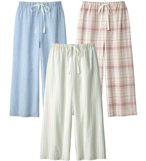 「【３色組】サラッとサッカーパジャマパンツ（パジャマ・ルームウェア）」｜3色組