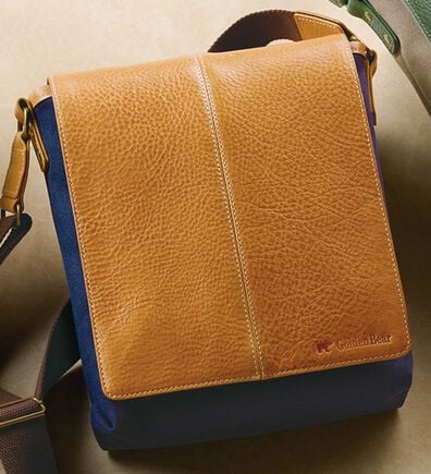 「＜ゴールデンベア＞イタリアンレザーフラップショルダー（メンズショルダーバッグ）」