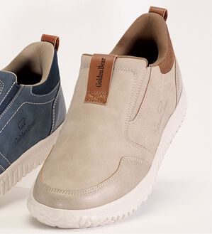 「＜ゴールデンベア＞脱ぎ履き簡単５Ｅカジュアルシューズ（メンズスニーカー）」｜スリッポンアイボリー