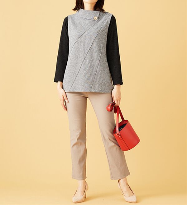 BELLUNA（ベルーナ）の「【2点セット】裏起毛素材衿デザインアンサンブル（アンサンブル）」｜詳細画像