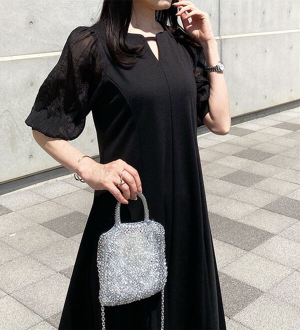 GeeRA（ジーラ）の「袖楊柳シアー美ラインワンピース（カットソーワンピース）」｜詳細画像