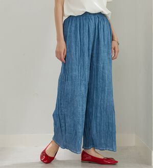 BELLUNA（ベルーナ）の「<INDIA>デニム調ワイドパンツ（ワイドパンツ・ガウチョ）」｜ブルー