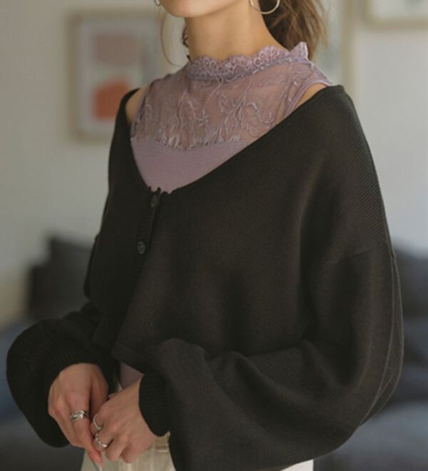 YU'NOW（ユナウ）の「【吸湿発熱】【抗菌防臭】ハイネックレースノースリーブインナー（肌着・インナーウェア）」｜詳細画像