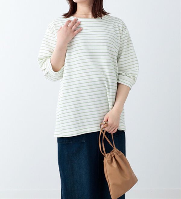BELLUNA（ベルーナ）の「リップルボーダー袖タックプルオーバー（カットソー）」｜詳細画像