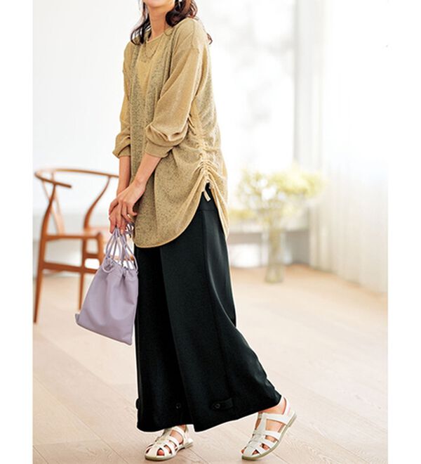 BELLUNA（ベルーナ）の「程よい透け感！メッシュ素材ドロスト使いチュニック（チュニック）」｜詳細画像