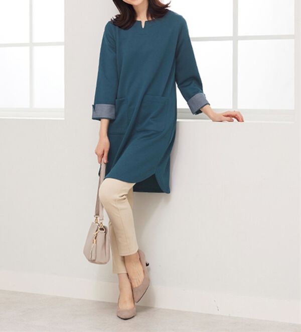 BELLUNA（ベルーナ）の「ポケット付ボーダージャカードワンピース（その他ワンピース）」｜詳細画像