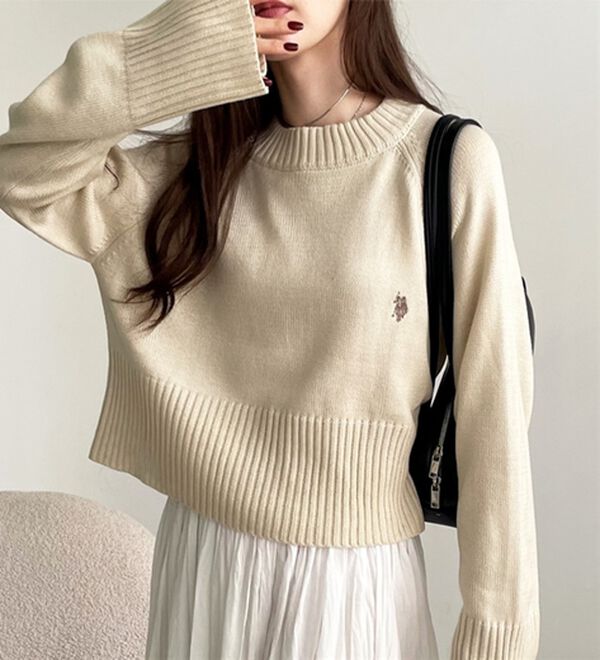 GeeRA（ジーラ）の「【ＵＳ．ＰＯＬＯ　ＡＳＳＮ】ショート丈ニット（ニット・セーター）」｜詳細画像